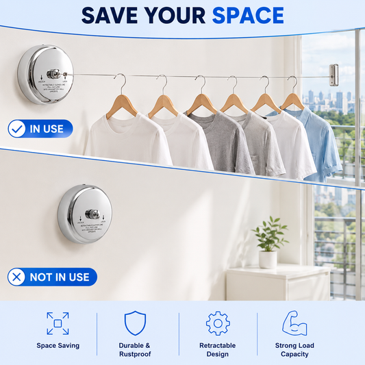 FlexDry Stainless Steel Retractable Clothesline for Home & Balcony