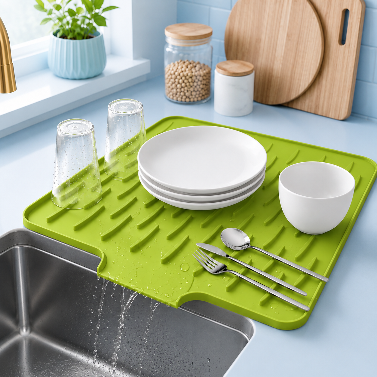 Silicone Dish Drying Mat – Quick Dry Non-Slip Kitchen Sink Mat