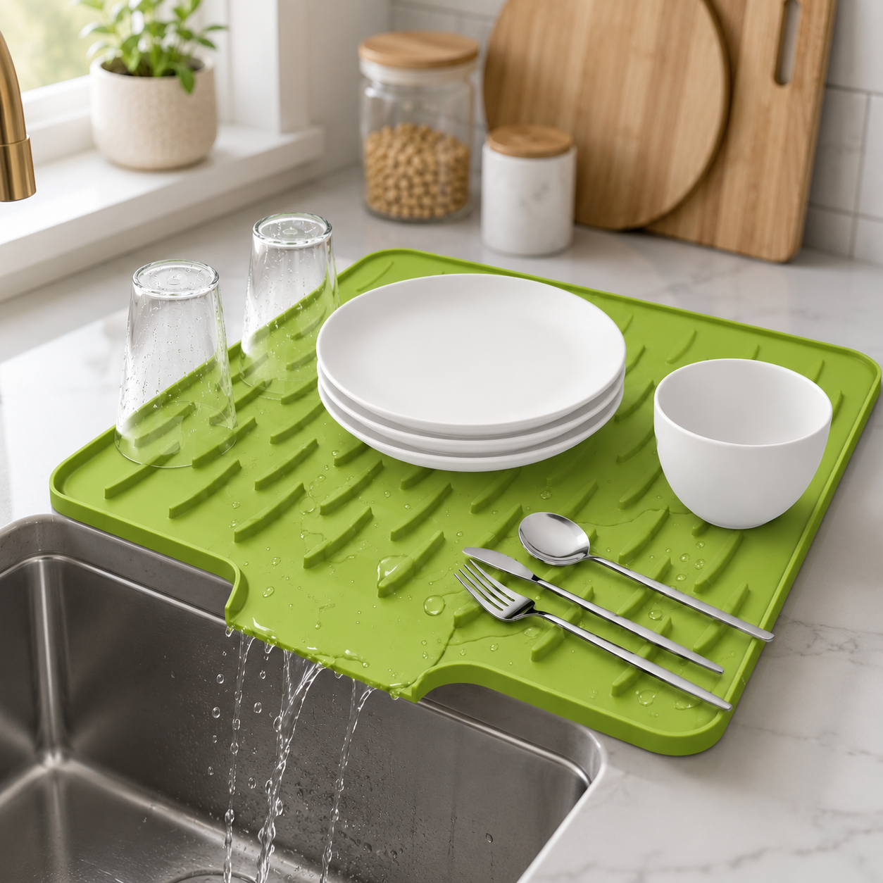 Silicone Dish Drying Mat – Quick Dry Non-Slip Kitchen Sink Mat